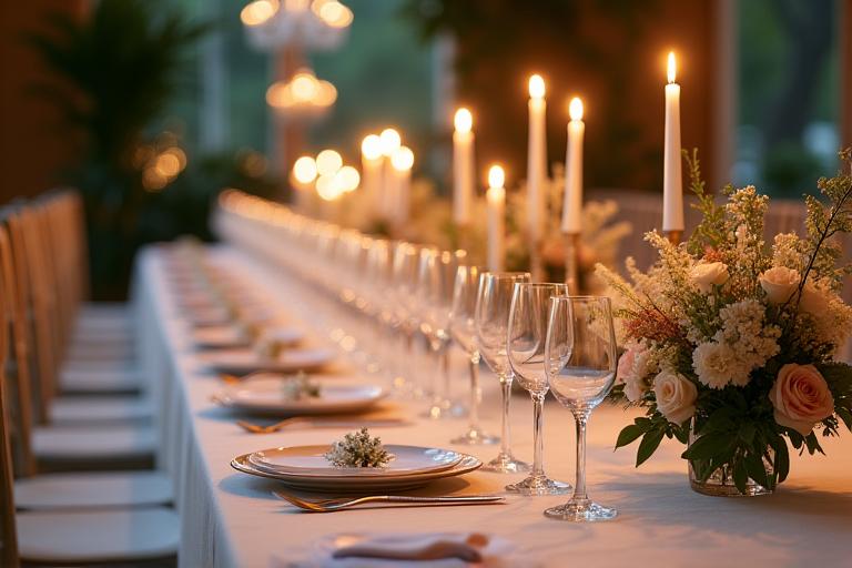 Elegant gedeckter Hochzeitstisch